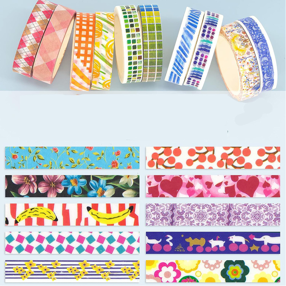 New Products Creative Stationery Diy Washi Tape Printing Pattern Wholesale Eco-Friendly Paper Decoration Tape Adhesive