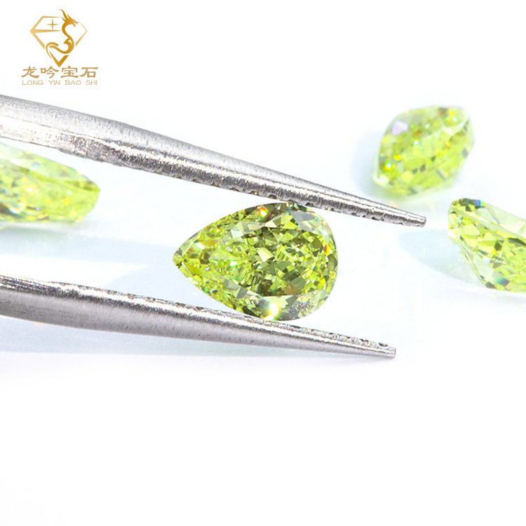 DIY Jewelry Making Loose Stone Apple Green Iced Crush Pear Iced Cut 5A Cubic Zirconia Gemstone