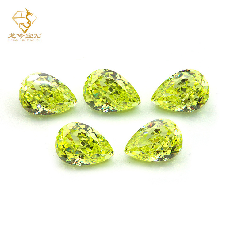 DIY Jewelry Making Loose Stone Apple Green Iced Crush Pear Iced Cut 5A Cubic Zirconia Gemstone