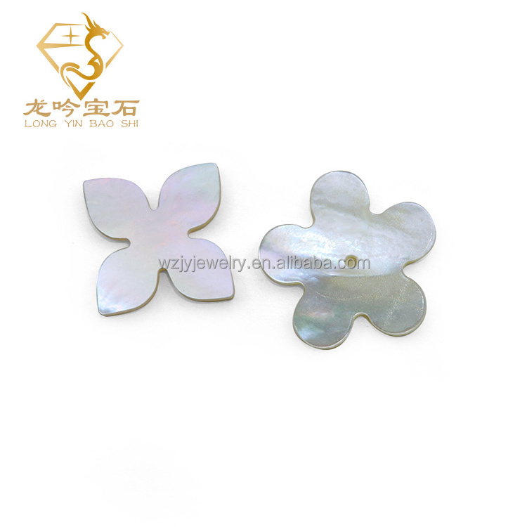 LONGYING  Natural gem 18X18X2mm white Four Leaf Clover Gemstone Natural shell clover for jewelry making Popular