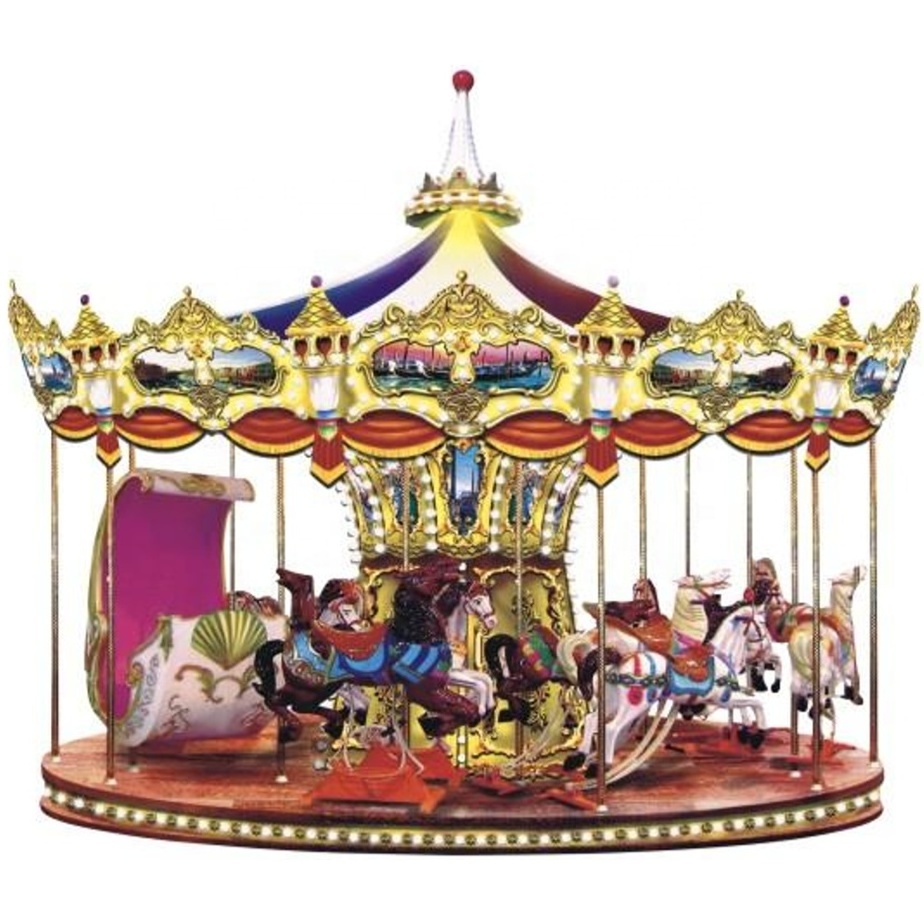 Outdoor Playground Amusement Park Rides Luxury Kids Horses 16Seats Merry Go Round Carousel For Sale