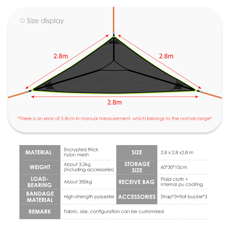 Outdoor High load-bearing Portable triangle aerial camping hammock