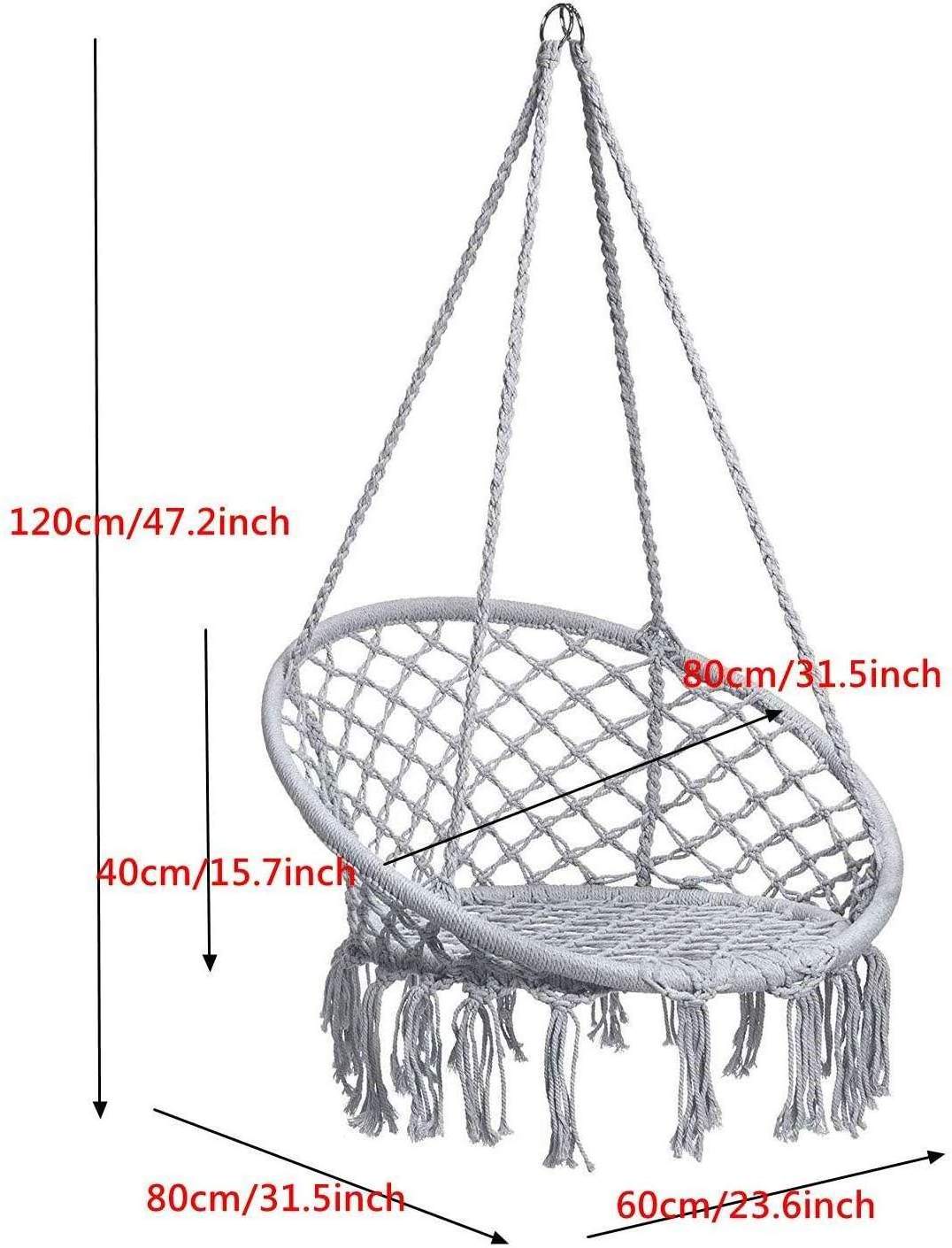 Garden Hammock Chair Macrame Swing Durable Cotton Rope Swing for Bedroom Patio Garden, Yard Swing Chair