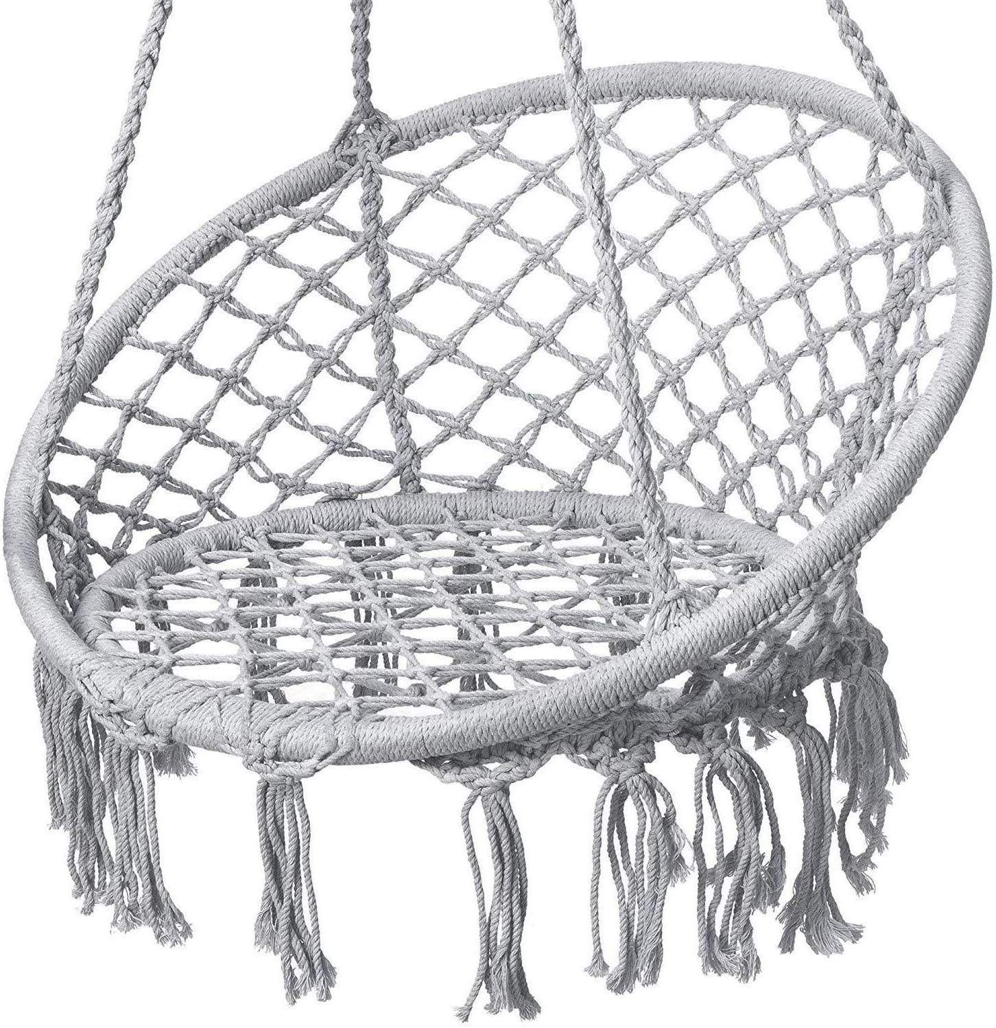 Garden Hammock Chair Macrame Swing Durable Cotton Rope Swing for Bedroom Patio Garden, Yard Swing Chair