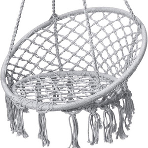 Garden Hammock Chair Macrame Swing Durable Cotton Rope Swing for Bedroom Patio Garden, Yard Swing Chair