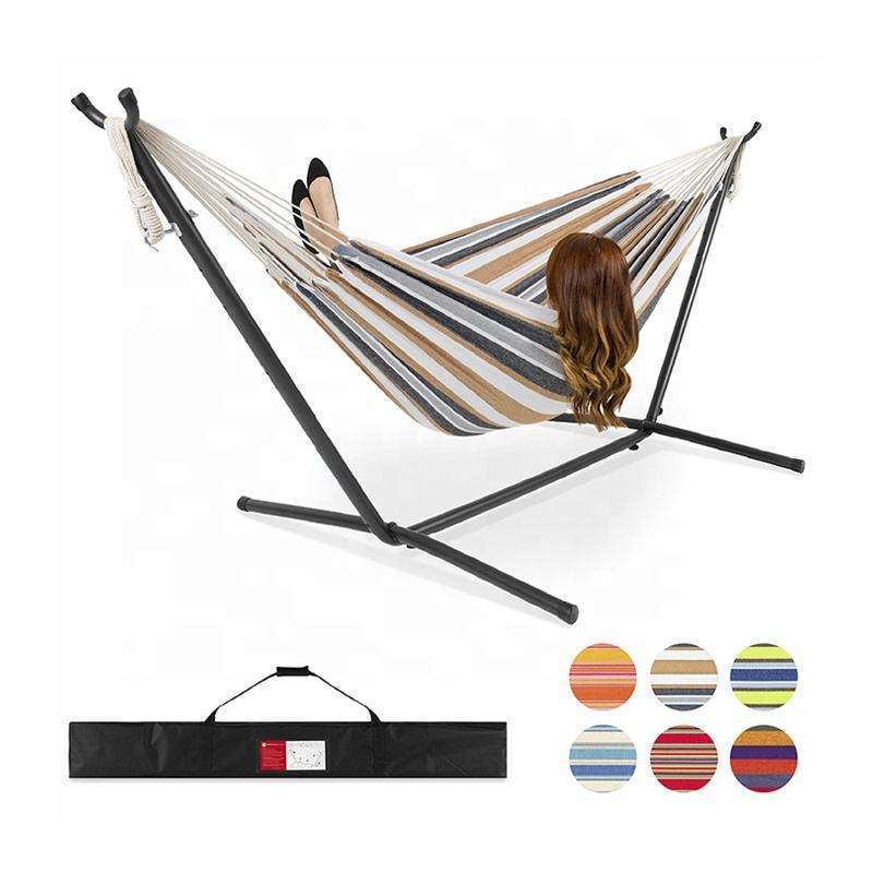 Camping Double Hammock Stand Portable Hammock with Stand 2 Person Stainless Steel Iron Pipe Hammock Stand