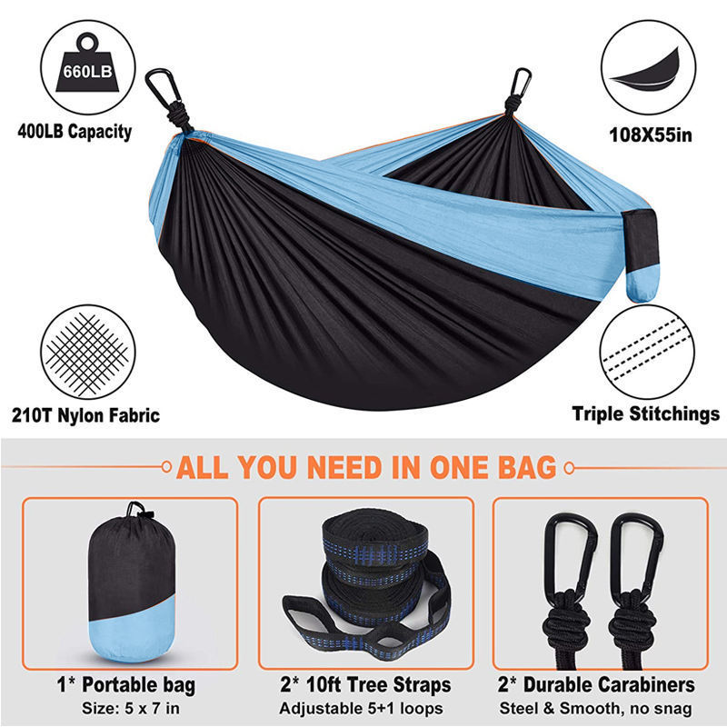 Camping Hammock with Straps - Heavy Duty Outdoor Portable Hammock 1 & 2 Two Person Double Hammock