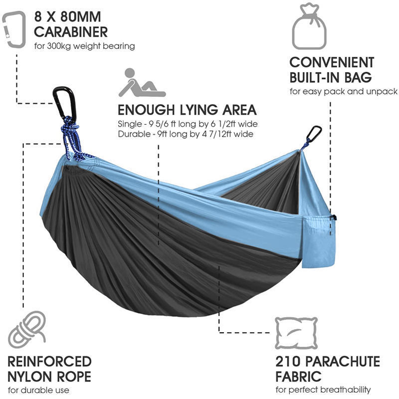 Camping Hammock with Straps - Heavy Duty Outdoor Portable Hammock 1 & 2 Two Person Double Hammock