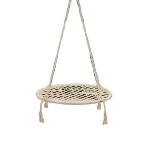 Round Swing Platform Mesh Rope Weaving Hammock Swing Chairs For Garden Patio Tree Hanging Swing Flying