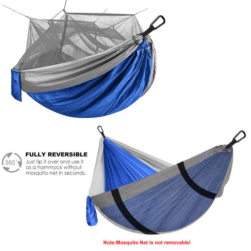 Outdoor Double Parachute Tarp Portable Mosquito Net Tree Reinforcement 210t Nylon Ripstop Camping Hammock With Rainfly