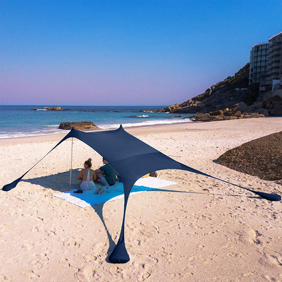 UPF50 UV Protection Family Beach Sunshade Canopy Beach Tent Sun Shelter