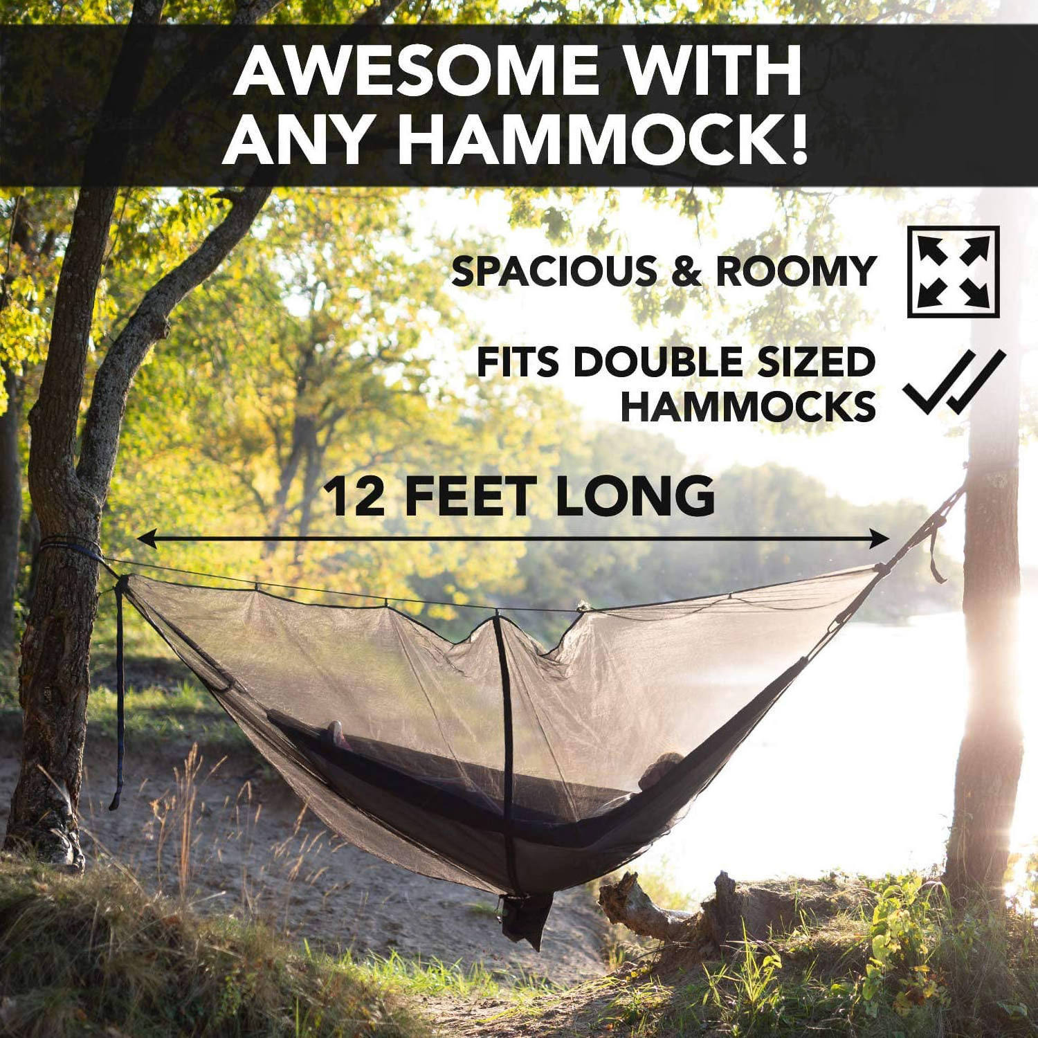 New Design Accessory Polyester Double Zipper Hammock Mosquito Net For Camping Hammocks