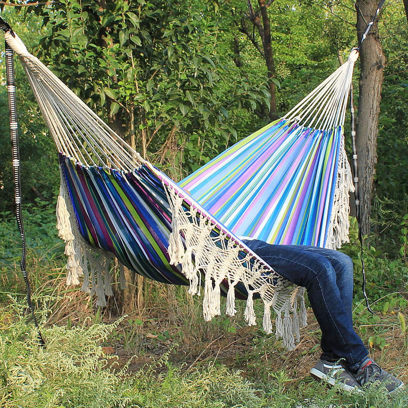 Hot Sale White Canvas Hammock Double 2 Person Macrame Hanging Brazilian Hammock Bed Portable