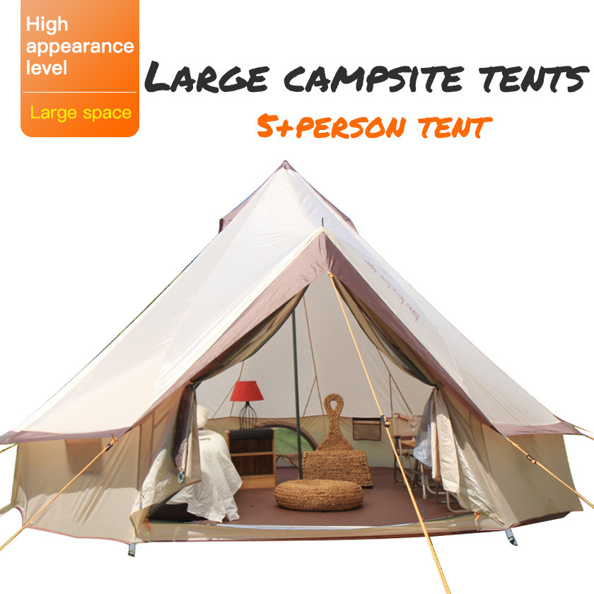 Customized Life Tent Outdoor luxury Waterproof  Camping Cotton Canvas 5m Bell Tent Teepee Yurt Glamping Bell Tent