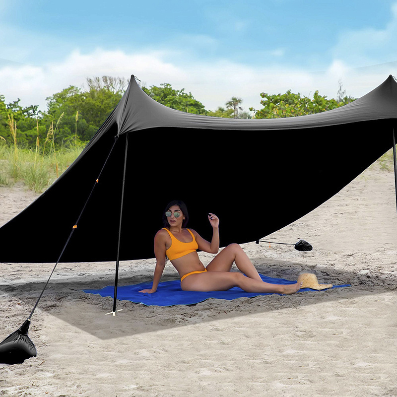 UPF50 UV Protection Family Beach Sunshade Canopy Beach Tent Sun Shelter