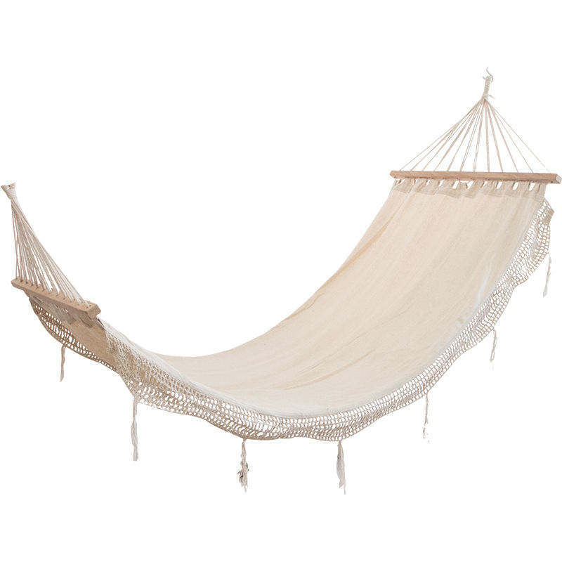 Extra Long & Wide Hammock Beige Travel Camping Garden Backyard Porch Outdoor Indoor Patio Bedroom Hanging Swinging Hammock