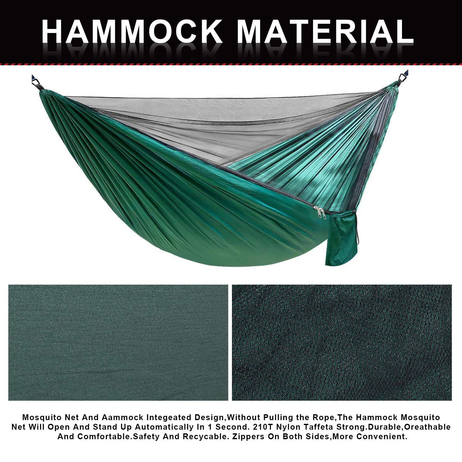 Camping Hammock with Mosquito Net Portable Double/Single Travel Hammock Insect Netting Nylon Hammock Swing