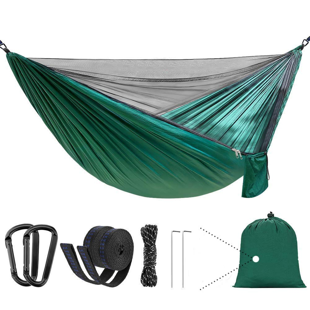 Camping Hammock with Mosquito Net Portable Double/Single Travel Hammock Insect Netting Nylon Hammock Swing