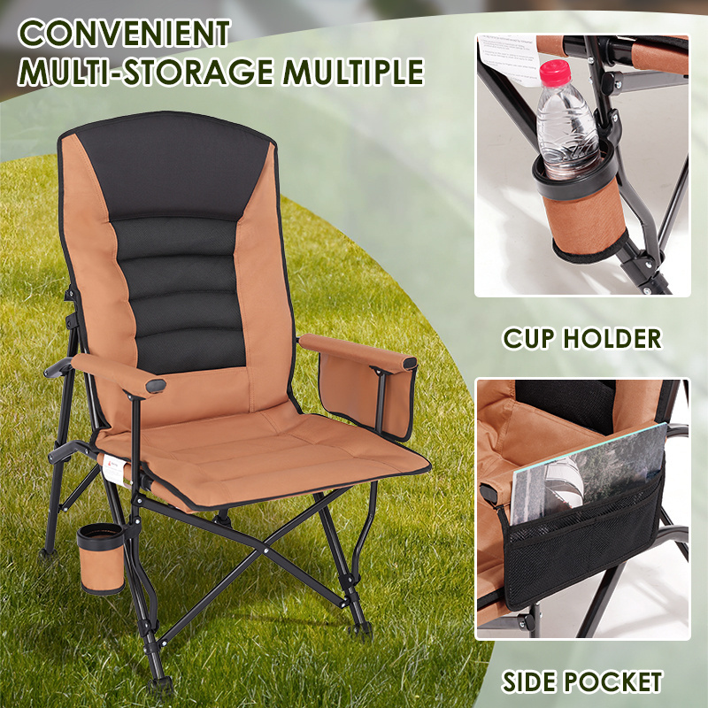 Outdoor folding chair plus size backrest adjustable swivel chair portable high load-bearing camping director chair