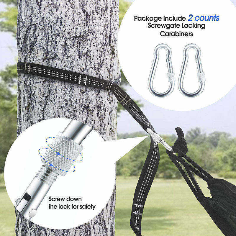 Hanging Tree Swing Straps Outdoor Hammock Straps with Heavy Duty Carabiners / Tree Protectors