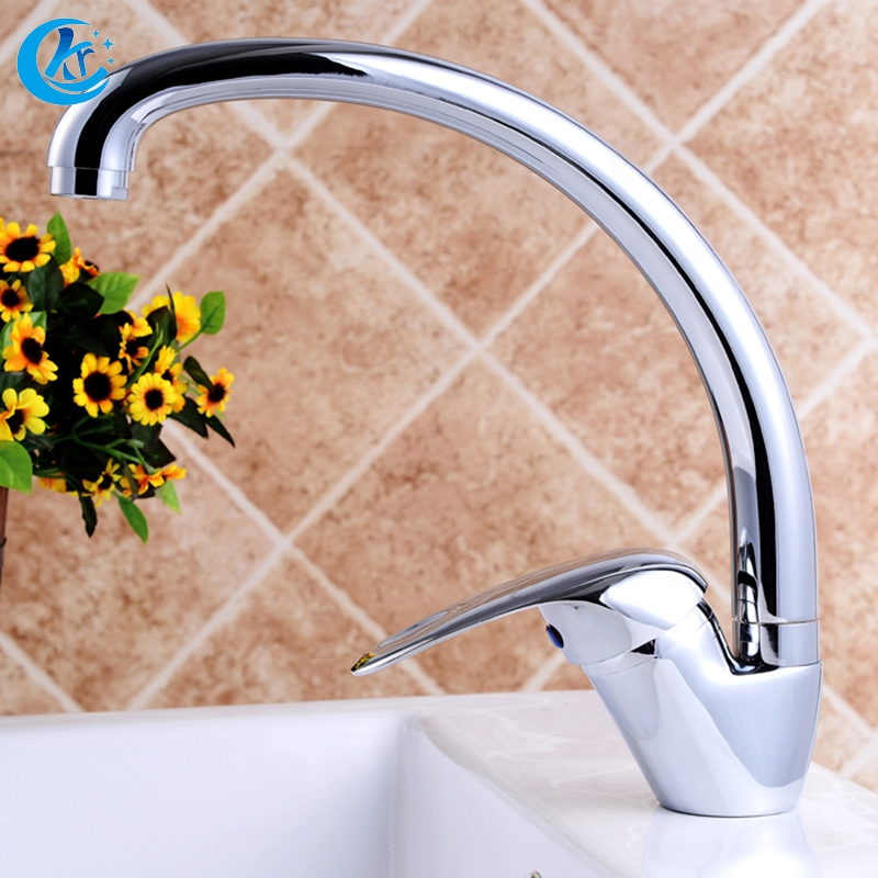 Kangrun Factory Directly Hot Sale Deck Mount Chrome Kitchen Tap Swan Neck Kitchen Faucet