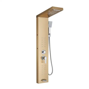 Hot Sale Anti-corrosion LED brushed gold stainless steel shower panel tower system wall-mount rain shower bathroom shower