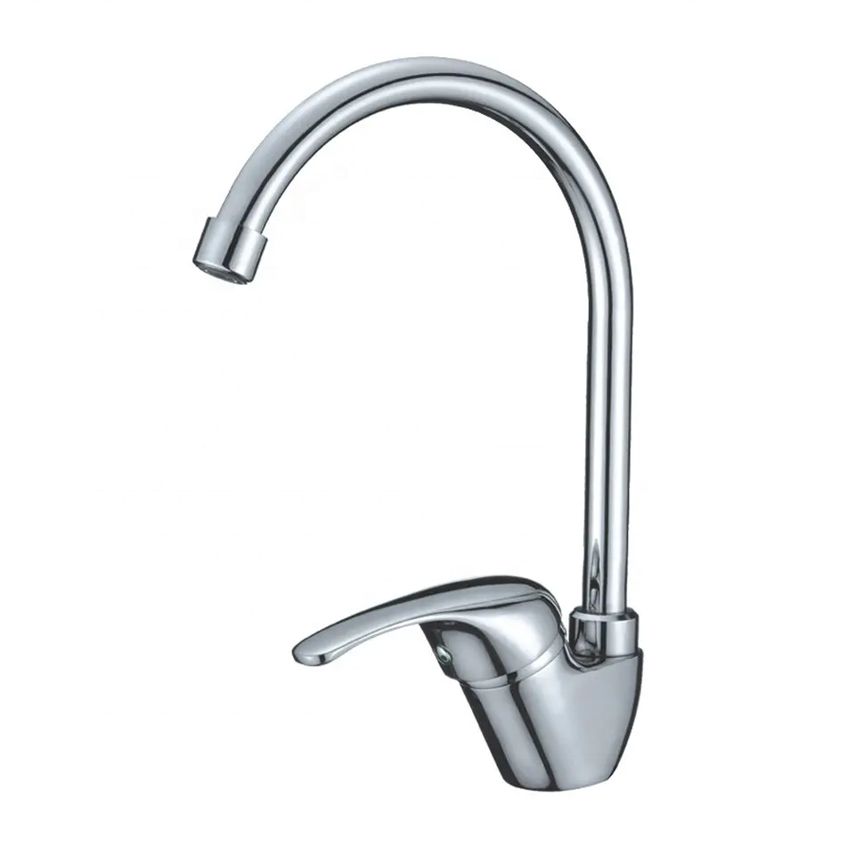 Kangrun simple style kitchen sink mixer tap brass hot cold water single lever silicon spout kitchen faucet