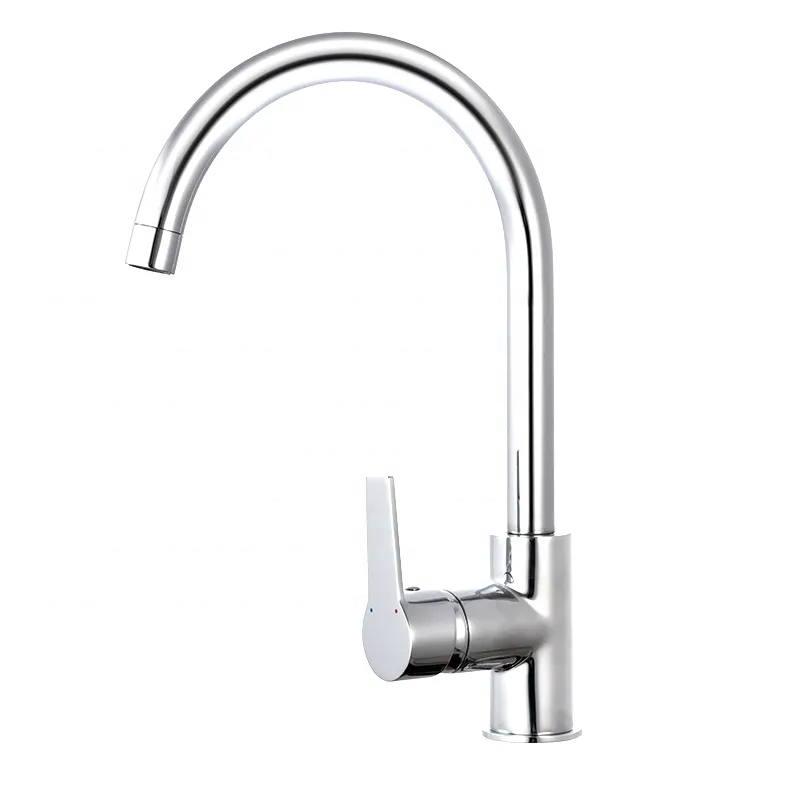 Kangrun simple style kitchen sink mixer tap brass hot cold water single lever silicon spout kitchen faucet