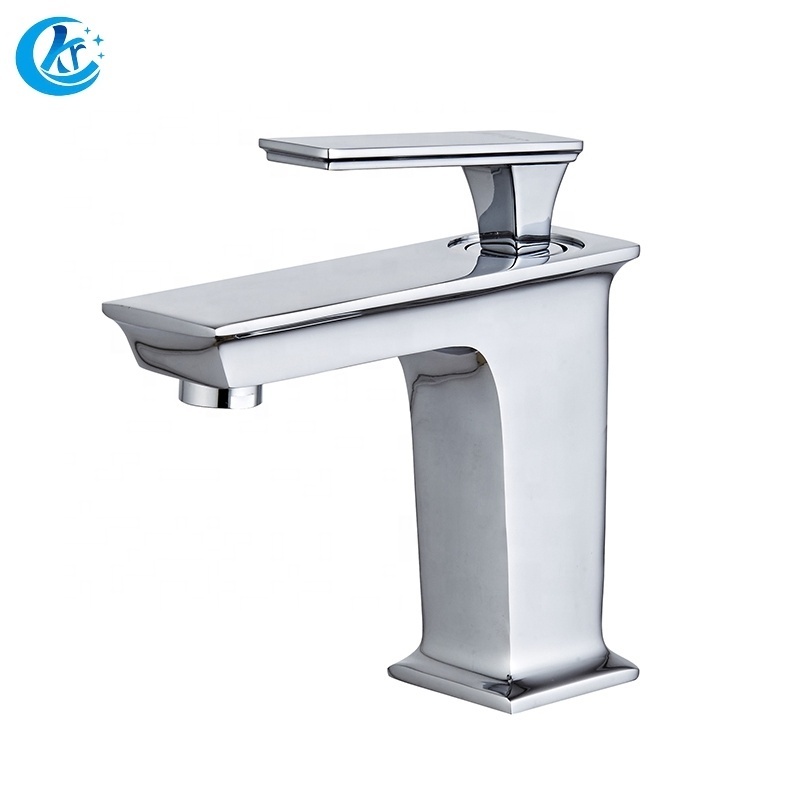 Kangrun Luxury Deck Mounted Bathroom Single Hole Hot Cold Water Mixer Crystal Polished Chrome Bathroom Faucet