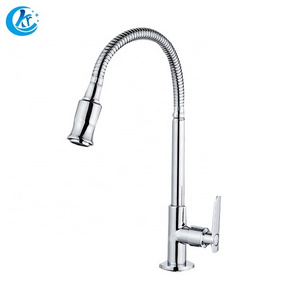 Kangrun contemporary style water saving goose neck brass kitchen sink faucet