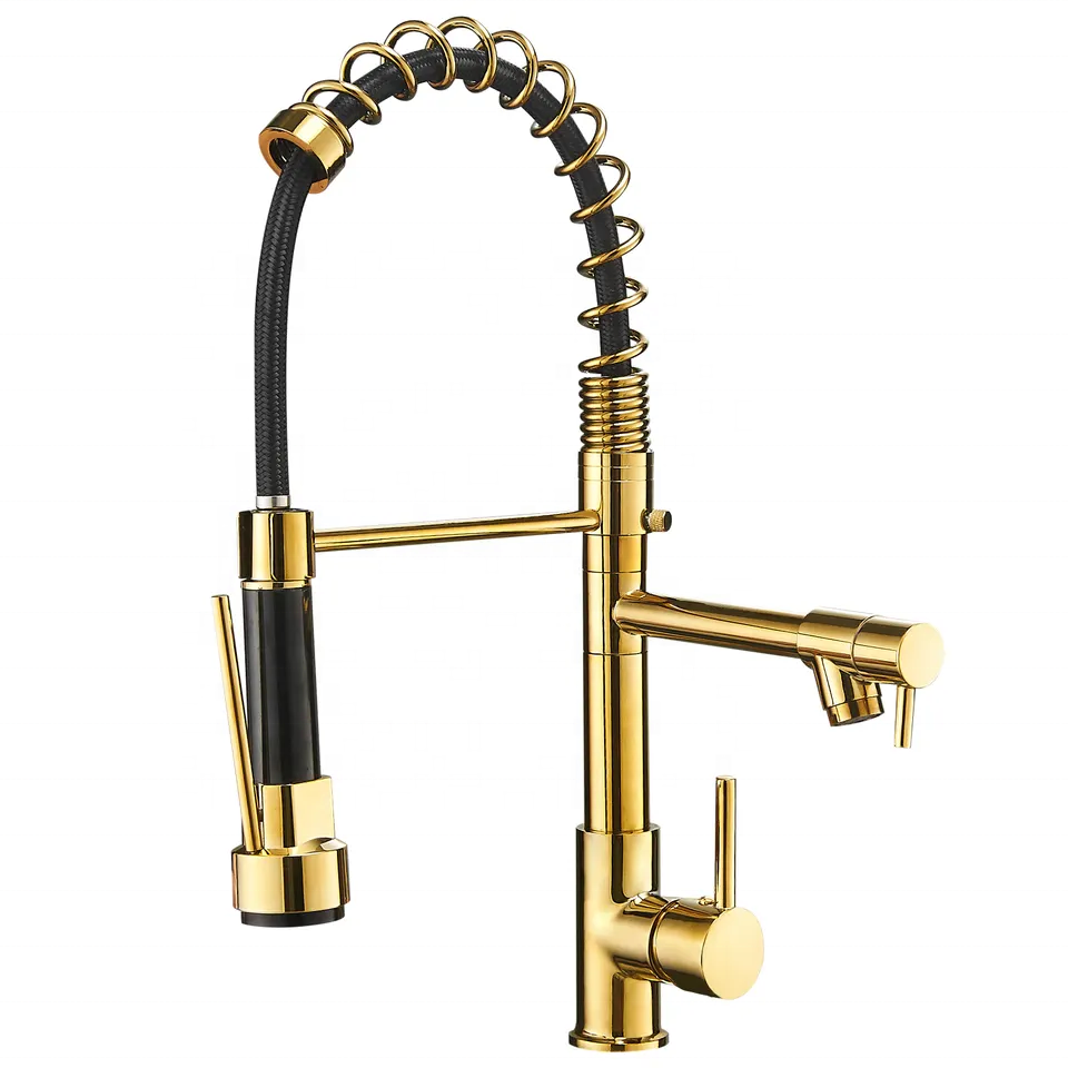 Kangrun Contemporary Single Handle Brass Spring Kitchen Faucet