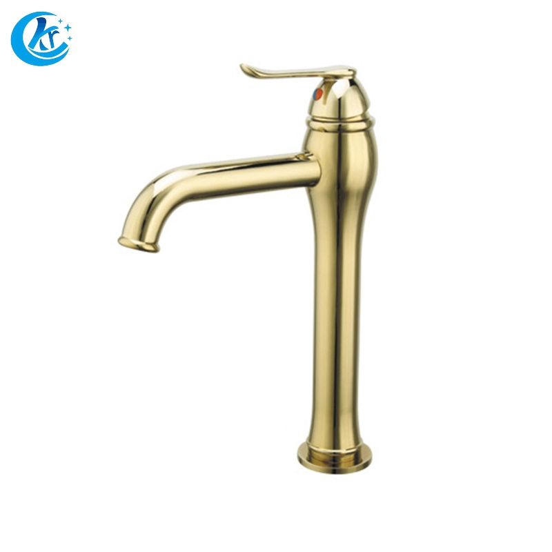 Kangrun Classic Antique All Copper Faucet Hot and Cold Bathroom Basin Faucet Gold Double Handle Swivel Faucet