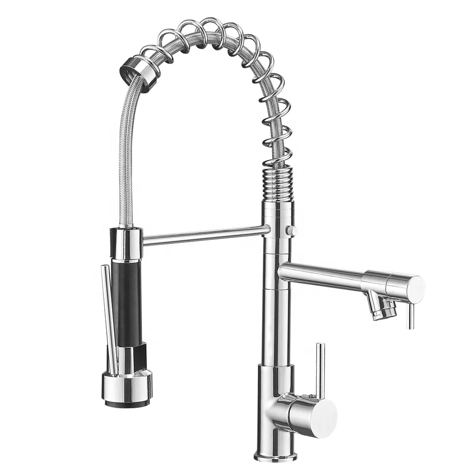 Kangrun Contemporary Single Handle Brass Spring Kitchen Faucet