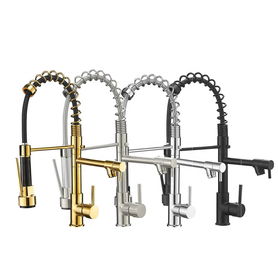 Kangrun Contemporary Single Handle Brass Spring Kitchen Faucet