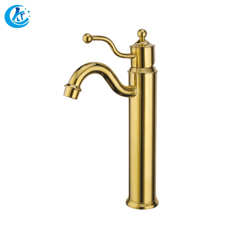 Kangrun Classic Antique All Copper Faucet Hot and Cold Bathroom Basin Faucet Gold Double Handle Swivel Faucet