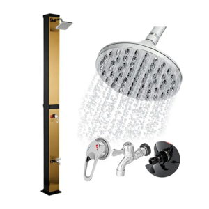 Golden 40L Tiktok style factory price outdoor solar shower garden PVC material outdoor showerfor swimming pools & garden