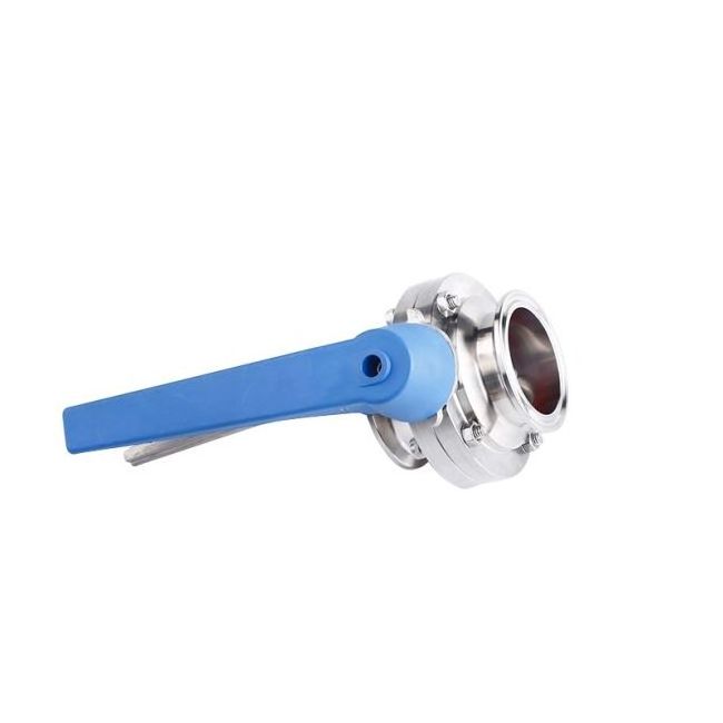 Wholesale 304 stainless steel quick fit sanitary manual clamp type chuck 316 food grade blue handle duckbill butterfly valve