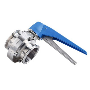 Wholesale 304 stainless steel quick fit sanitary manual clamp type chuck 316 food grade blue handle duckbill butterfly valve