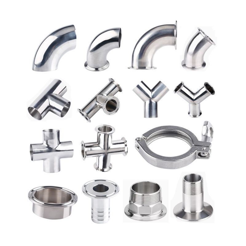 SS304 Top quality sanitary stainless steel welding anticorrosion tee elbow adapters coupling tri clamp 4 way cross pipe fitting