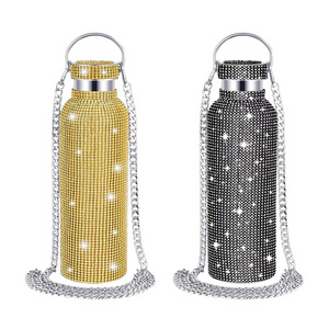 outdoor 20oz rhinestone water bottle diamond bling stainless steel bottle with pearl handle