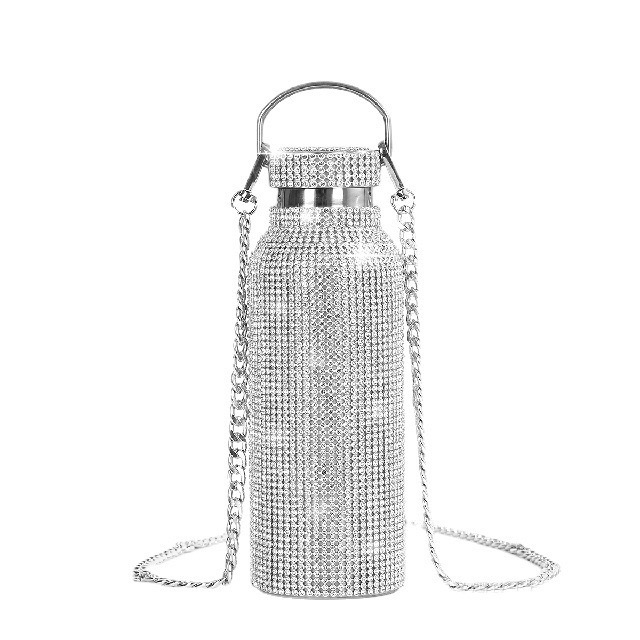 outdoor 20oz rhinestone water bottle diamond bling stainless steel bottle with pearl handle