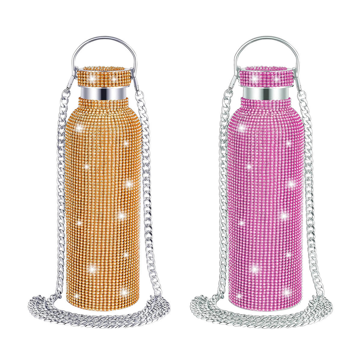 New Style bling diamond bottle 12oz double wall stainless steel insulated diamond water bottle