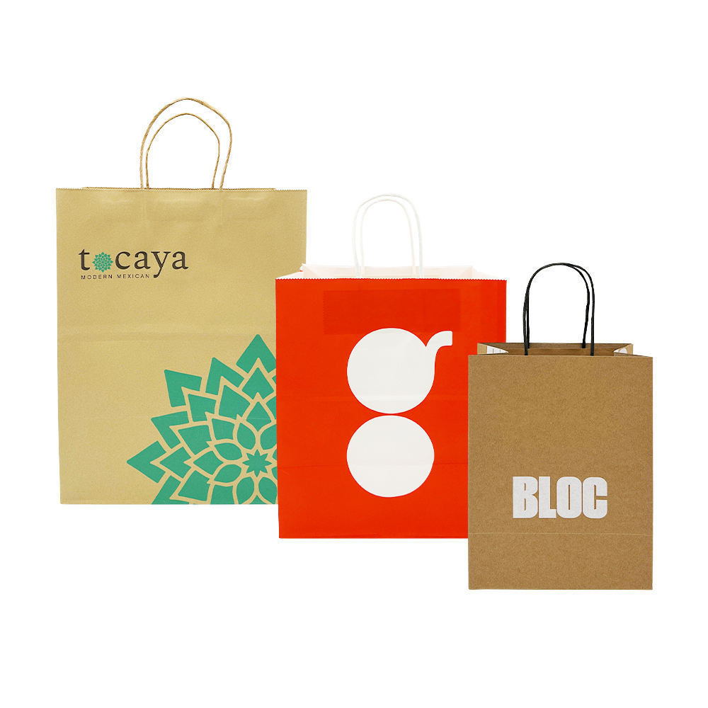 oem sacs cadeaux en papier kraft 100% recyclable eco-friendly custom color brown kraft paper bag with logo handle