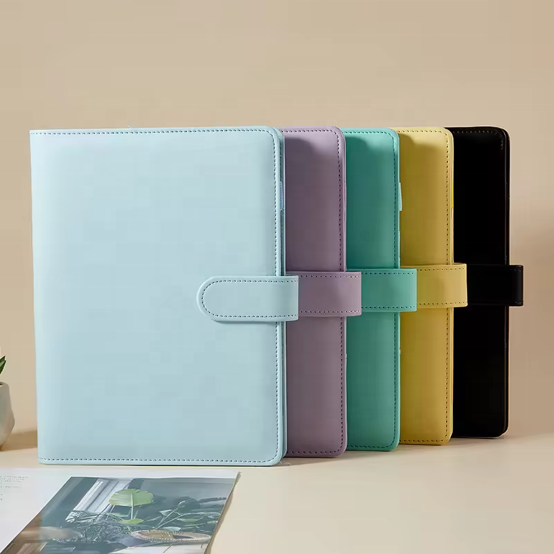 Kpop photocard PU collect book A5 Leather macaron binder photo album with magnetic button and pockets