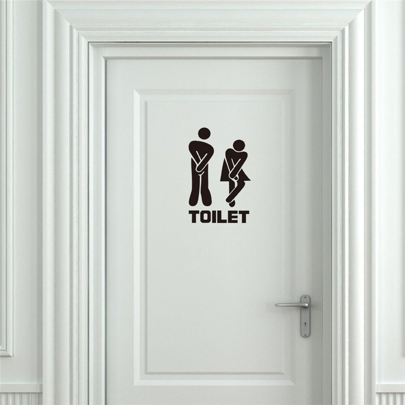 Costom Home Decoration PVC WC Bathroom Toilet Entrance Sign Door Stickers Wall Decals