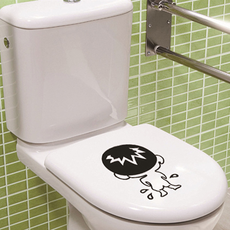 Wholesale cheap home decoration funny smile bathroom waterproof wall sticker for toilet