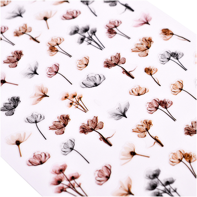 2020 New popular korea nail art embossed adhesive decorative flower 3d nail sticker for girl