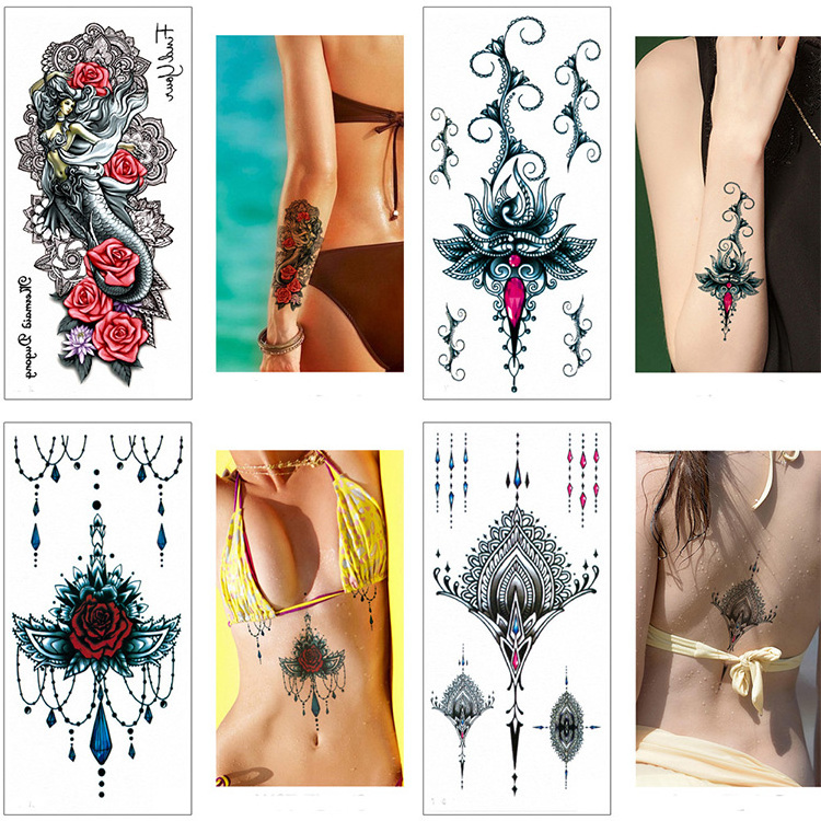 High Quality Cool Women Jewelry Tattoo Temporary Body Chest Waist Art Tattoo Sticker