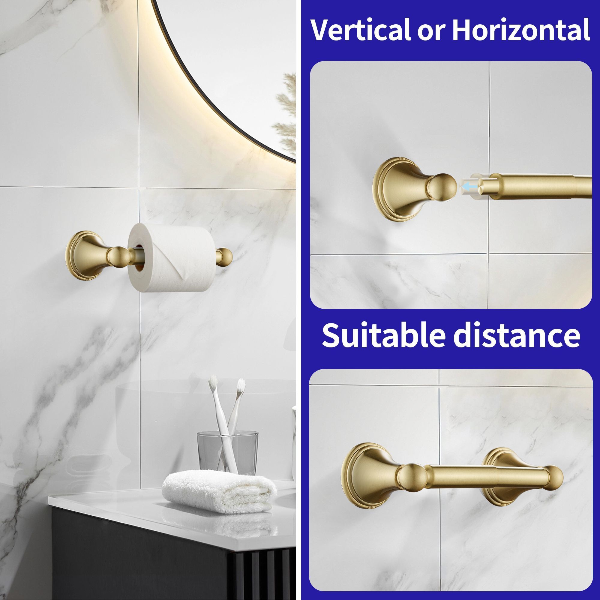 New Product Toilet Accessories Stainless Steel Set Tissue Holder Mounted Paper Holder Nickel Gold Towel Bars For Bathroom