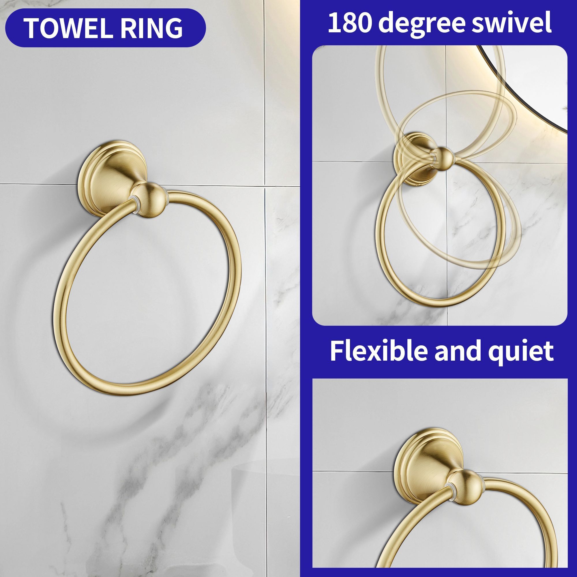 New Product Toilet Accessories Stainless Steel Set Tissue Holder Mounted Paper Holder Nickel Gold Towel Bars For Bathroom